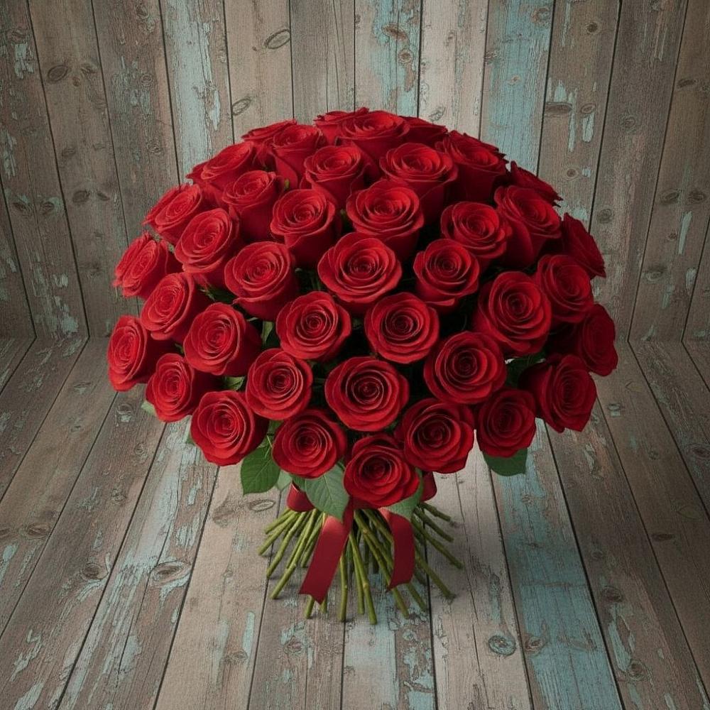 Букет 55 Красных роз Фридом в Стодеревской