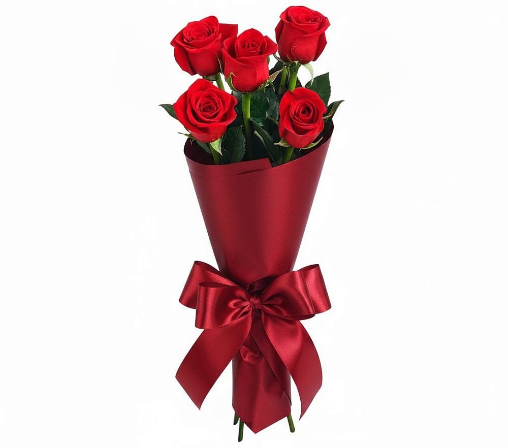 Букет 5 Красных роз Эдлесс Лав в Стодеревской