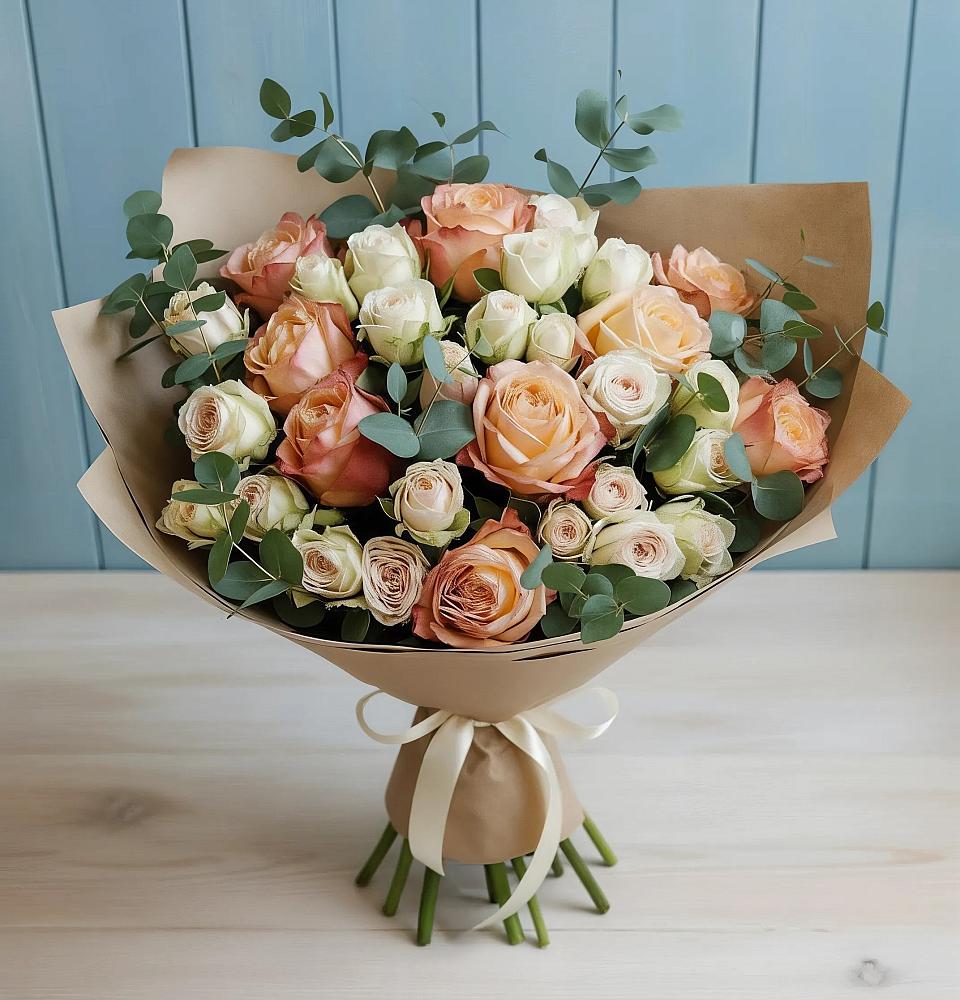 Букет цветов из: Альстромерии и Розы в Стодеревской