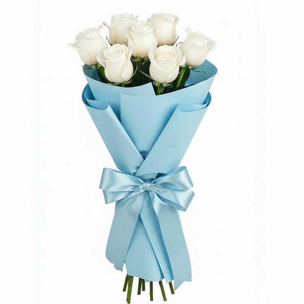 Букет 7 белых роз Проуд в Стодеревской