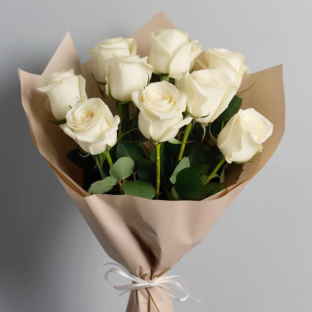 Букет 9 Белых роз Эдлесс Лав в Стодеревской