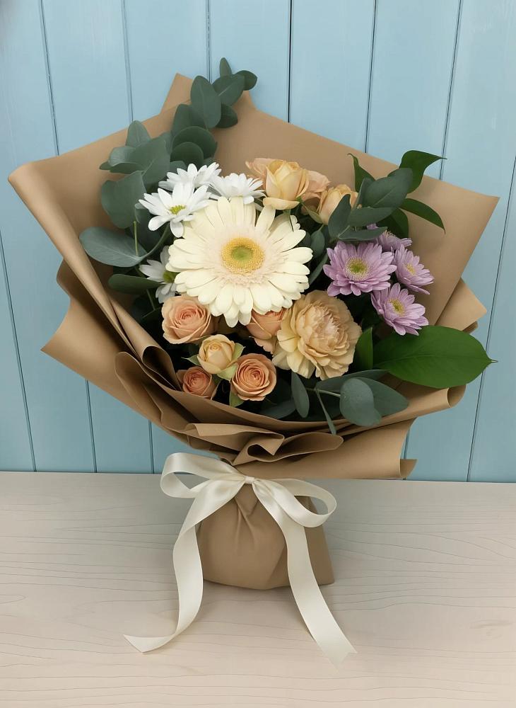 Букет цветов из: Герберы и Хризантемы в Стодеревской