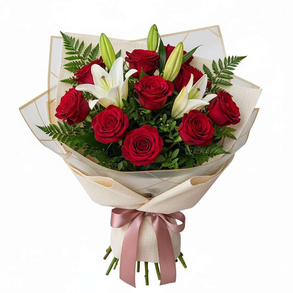 Букет цветов из: Лилии и Розы в Стодеревской