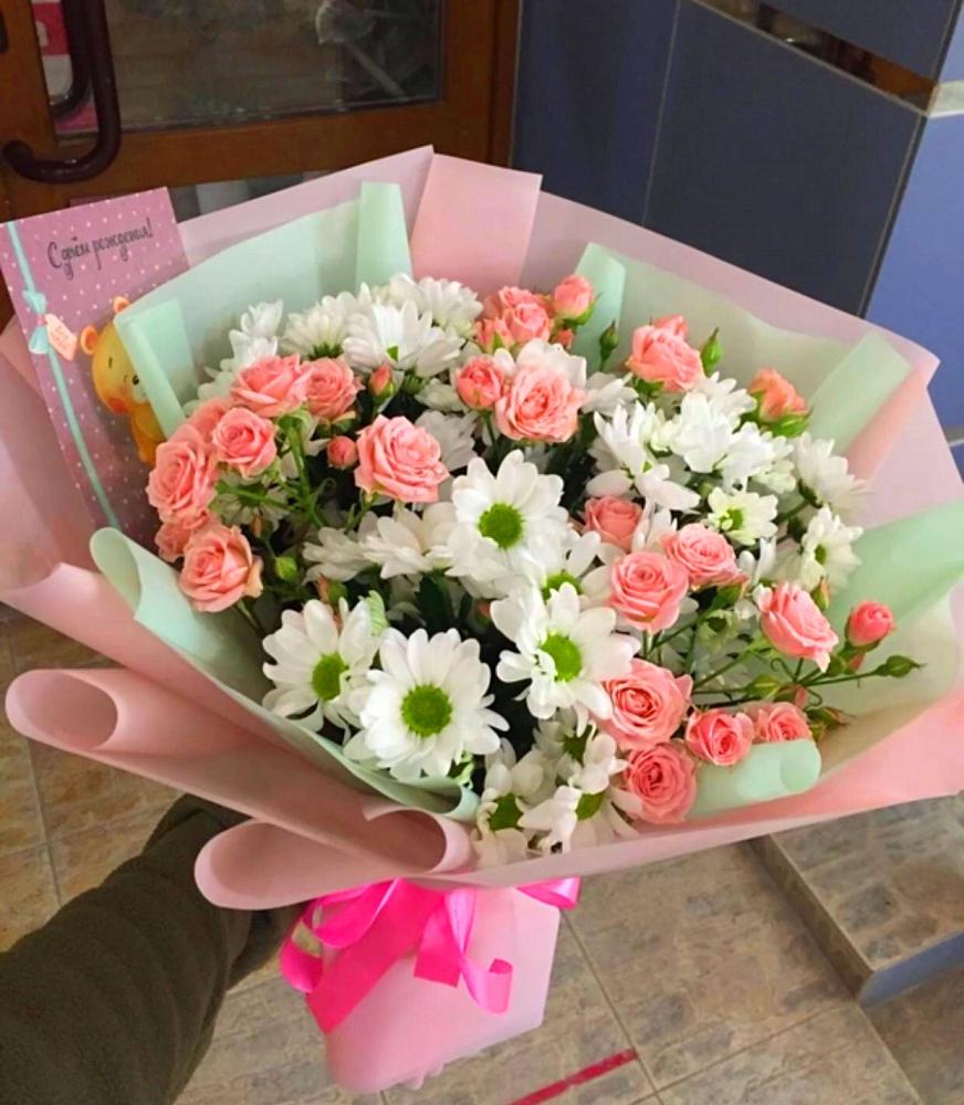 Букет цветов из: Розы и Хризантемы в Стодеревской