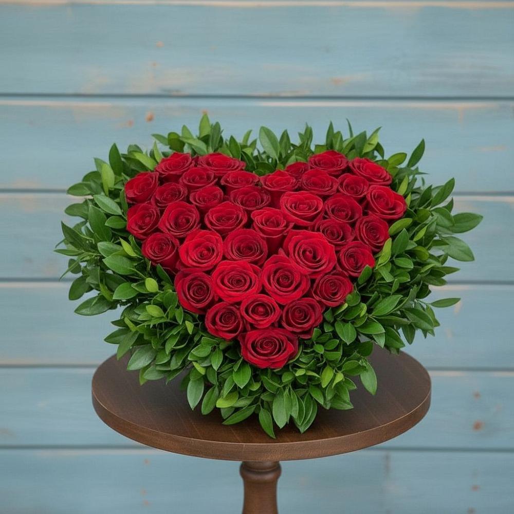 Цветочная композиция из Розы в виде сердца в Стодеревской