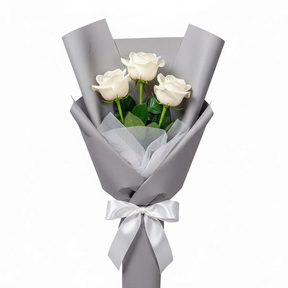 Букет 3 белые розы в Стодеревской