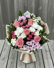 Букет цветов из:  Альстромерии, Гвоздики, Розы и Хризантемы в Стодеревской