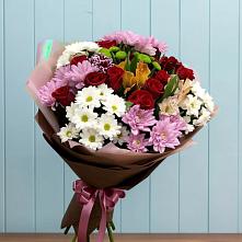 Букет цветов из:  Розы, Хризантемы и Альстромерии в Стодеревской
